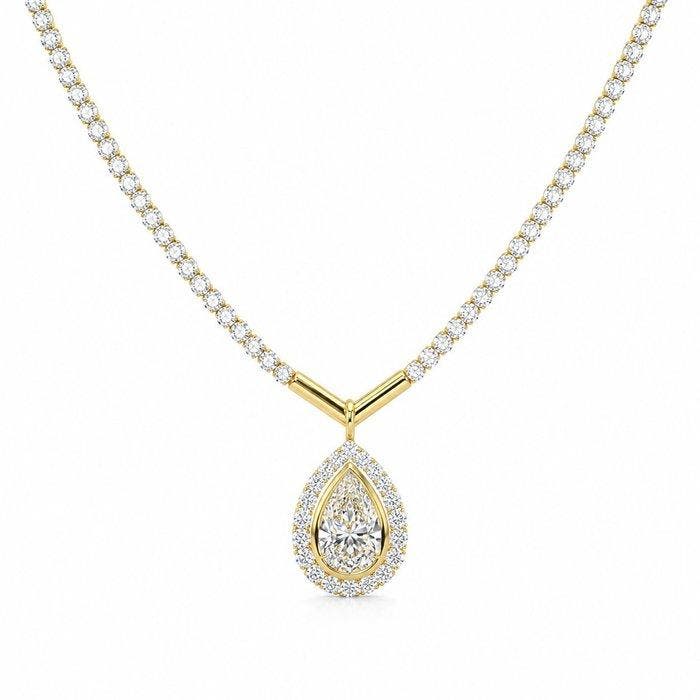 Collier - 14 carats Or jaune - 8.23ct. tw. Diamant (Cultivé, Handtassen en Accessoires, Kettingen