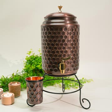 Puur Koperen Watertank (5 l) + 1 Beker (diamond antique), Ophalen of Verzenden, Nieuw