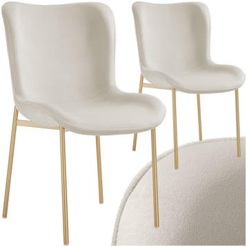 Gestoffeerde stoel Tessa - Fluweellook beige/goud, Set van 2, Verzenden, Nieuw