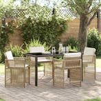 vidaXL Tuin Eettafel Set 5 pcs Beige poly rattan, Verzenden, Nieuw