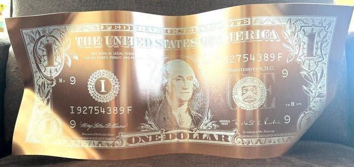 Karl Lagasse (1981) - One Dollar Gold Pink, Antiek en Kunst, Kunst | Designobjecten