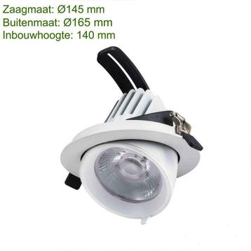 LED Inbouw Downlight 24W Kantelbaar 145mm 2160lm Exclusief, Verzenden, Nieuw, Overige materialen, Modern