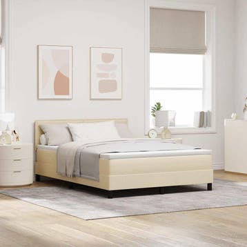 vidaXL Boxspring bed met LED-stripverlichting Crème 160 x, Verzenden, Nieuw