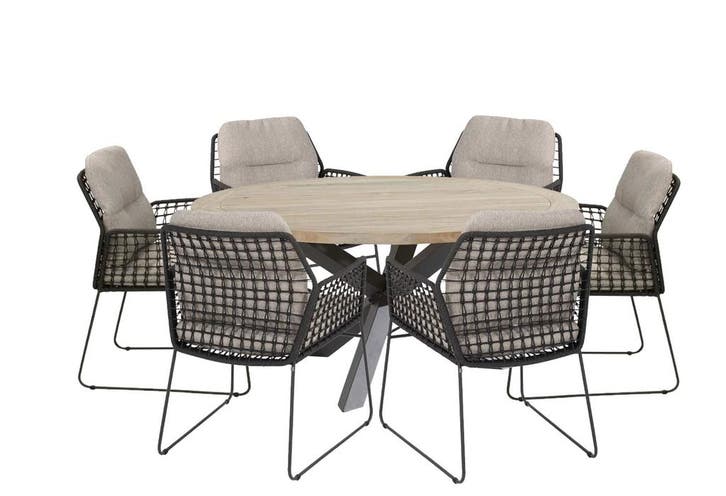 Taste by 4 Seasons Rhodos tuinset met Louvre tafel teak blad, Tuin en Terras, Tuinsets en Loungesets