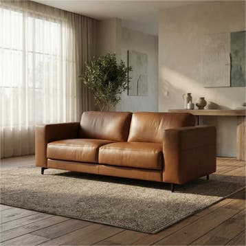 Leren bank Clear - 3 zits, Bohemian, Eigentijds, Modern, Retro, Vintage, Nieuw, Ophalen of Verzenden, 200 tot 250 cm