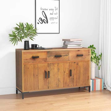 vidaXL Dressoir 110x35x70 cm massief grenenhout bruin, Huis en Inrichting, Verzenden, Nieuw