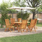 vidaXL Tuin Eettafel Set 7 pcs Bruin Massief Acacia Hout, Verzenden