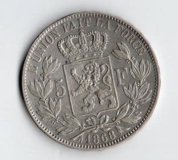 Belgique. Léopold II. 5 Francs 1868 (Sans prix de réserve)