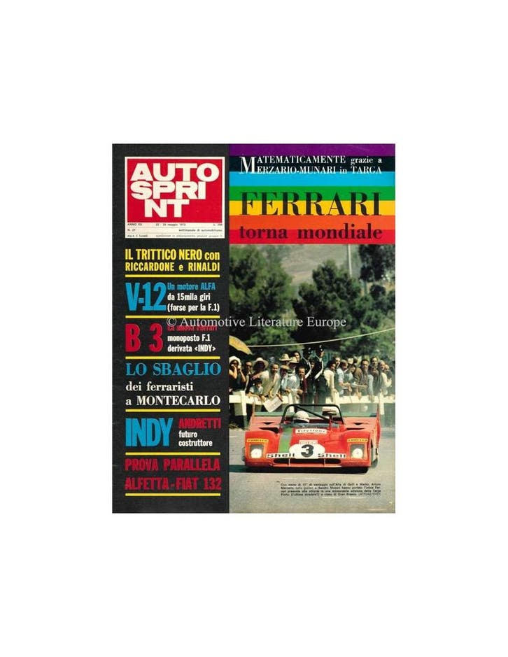 1972 AUTOSPRINT MAGAZINE 21 ITALIAANS, Boeken, Tijdschriften en Kranten, Ophalen of Verzenden