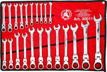 Ratelring-steeksleutelset flexibele koppen 6 - 32 mm 22-dlg, Verzenden