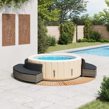 vidaXL Hottub-ombouw poly rattan massief acaciahout grijs, Verzenden