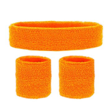 Neon Oranje Zweetbandjes 2 delig, Verzenden