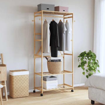 vidaXL Kledingrek met schappen en wielen 90x40x179,5 cm, Verzenden