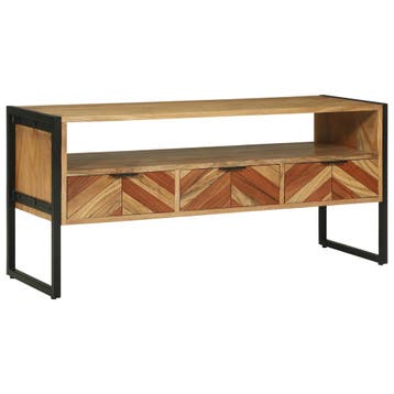 vidaXL TV Kast met lade Bruin 100 x 35 x 50 cm Massief, Huis en Inrichting, Verzenden, Nieuw
