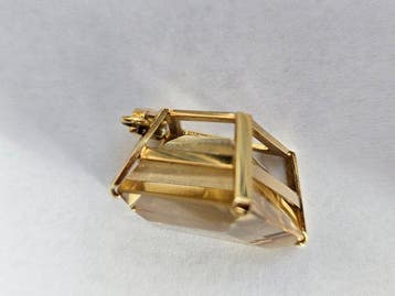 Pendentif - 14 carats Or jaune Citrine - Pendentif chaîne /