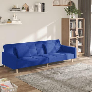 vidaXL Slaapbank / zetel 2-zits met 2 kussens stof blauw, Huis en Inrichting, Verzenden, Nieuw