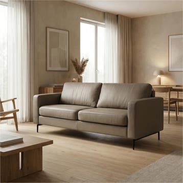 Leren bank Match - 2,5 zits - Hermes Mocca (taupe/bruin) -, 150 tot 200 cm, Nieuw, Ophalen of Verzenden, Modern