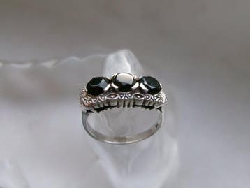 Zilver, Onyx - Ring - Art Deco-stijl