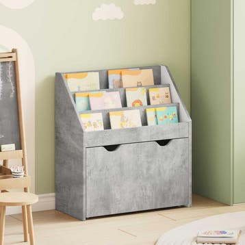 vidaXL Kinderboekenplank Beton Grijs 60 x 29,5 x 69 cm, Huis en Inrichting, Verzenden, Nieuw