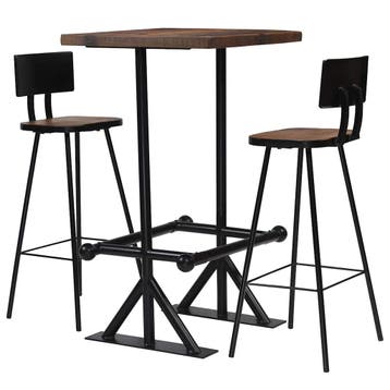 vidaXL 3-delige Barset massief gerecycled hout, Huis en Inrichting, Complete eetkamers, Verzenden, Nieuw