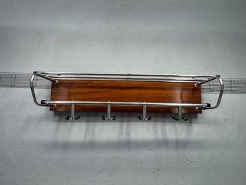 Kapstok - Hout, Chroom - Vintage wandkapstok – chroom met