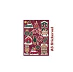 1 stickervel kersthuisjes - kerstmis - sierstickers, Ophalen of Verzenden, Nieuw