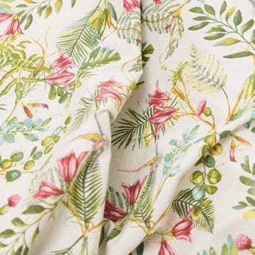 AA103 - Decoratieve stof - Kolibrie, Bloemen en Bladeren –