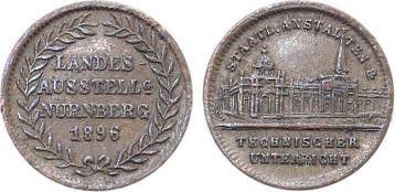 Kaiserreich Miniatur Medaille 1896 Landesausstellung Nuer..., Timbres & Monnaies, Pièces & Médailles, Verzenden