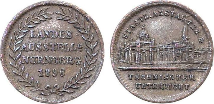 Kaiserreich Miniatur Medaille 1896 Landesausstellung Nuer..., Timbres & Monnaies, Pièces & Médailles, Envoi
