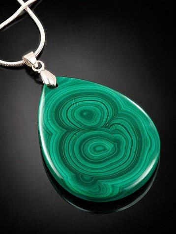 Collier en malachite naturelle - Argent sterling 925 - Grand