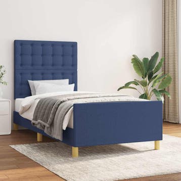 vidaXL Bedframe zonder matras 100x200 cm stof blauw, Verzenden, Nieuw