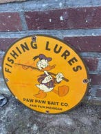 Paw Paw Bait Co. emaille reclamebord – Donald Duck fishing