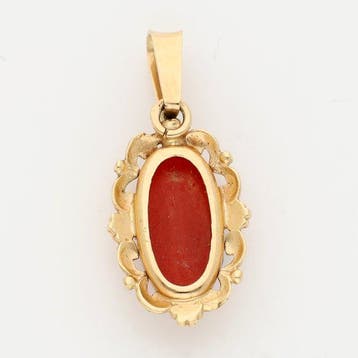 Pendentif - 14 carats Or jaune - corail rouge, Bijoux, Sacs & Beauté