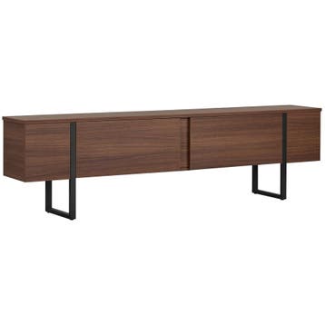 Evila Modern Tv Stand, Milano Walnut & Black, 180 X 50 X 30, Huis en Inrichting, Minder dan 50 cm, Verzenden, Nieuw, Scandinavisch
