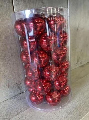 Kerstballen glas Rood glans 4 cm doos stuks, Nieuw