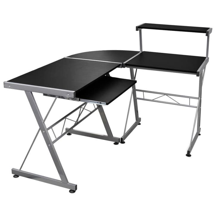 vidaXL Hoekbureau 132x112x99 cm bewerkt hout zwart, Huis en Inrichting, Bureaus, Nieuw, Verzenden