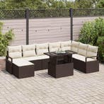 vidaXL Tuinbank Set met opslag 9 pcs Bruin Poly rattan, Tuin en Terras, Verzenden, Nieuw