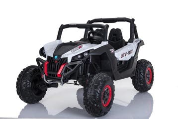 Kinderauto, BEACH BUGGY wit, Mp4 TV scherm, leder, eva, 4WD,, Ophalen of Verzenden, Nieuw