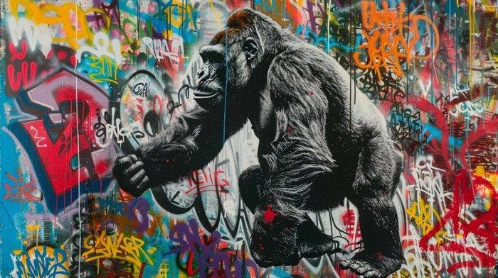 Dine Chanima - (XXL) Giant Gorilla Tagger Unleashed, Antiquités & Art, Art | Objets design