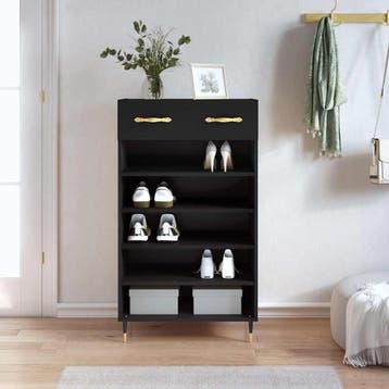 vidaXL Schoenenkast 60x35x105 cm bewerkt hout zwart, Verzenden, Nieuw