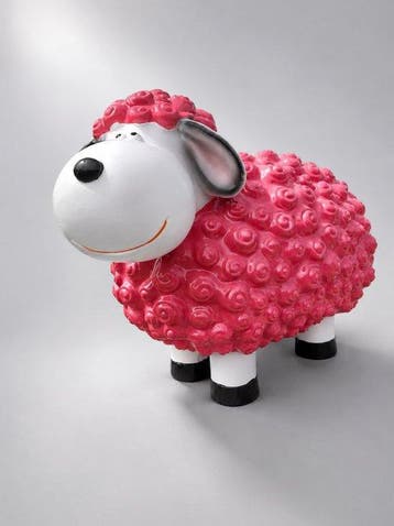 Beeld, funny lamb color fuchsia - 30 cm - polyresin