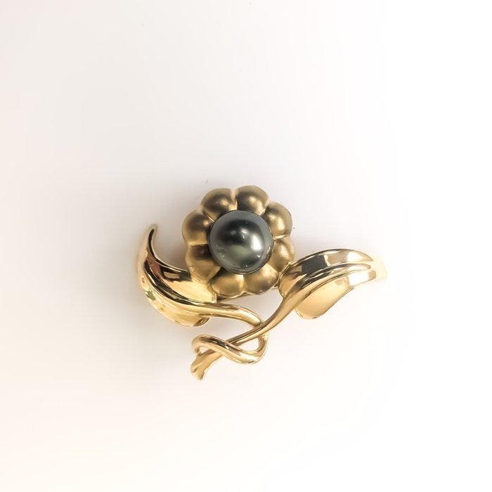 Broche - 18 karaat Geel goud Parel - Gouden broche en, Handtassen en Accessoires, Antieke sieraden