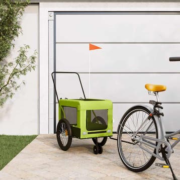vidaXL Hondenfietstrailer oxford stof en ijzer groen en, Verzenden