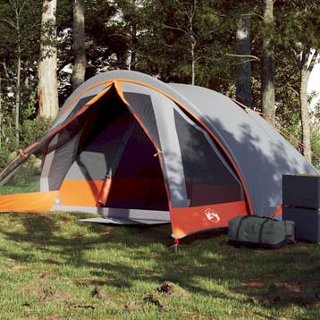 vidaXL Tent 4-persoons waterdicht grijs en oranje, Verzenden