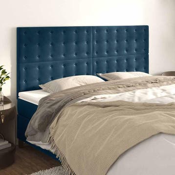 vidaXL Hoofdbord donkerblauw 160x5x118/128 cm fluweel, Maison & Meubles, Verzenden