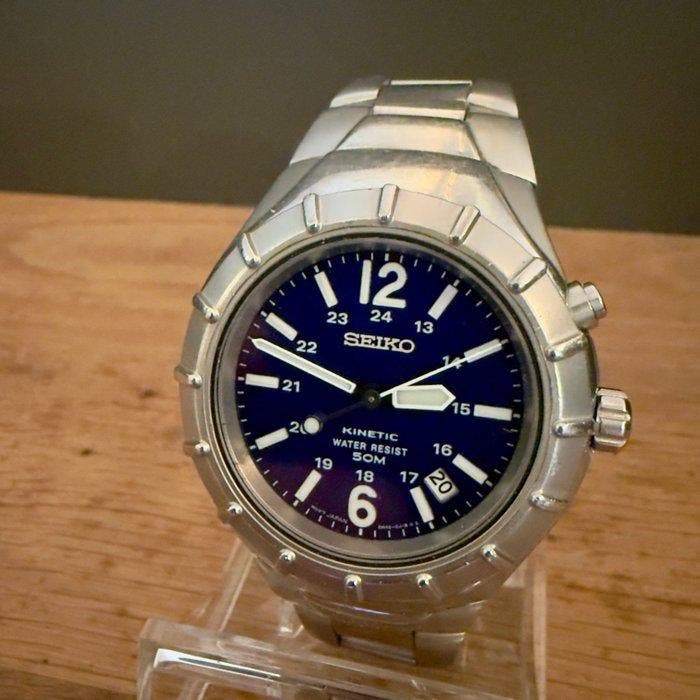Seiko - Kinetic - Blue 24 hour dial, Spider Case - Zonder, Bijoux, Sacs & Beauté, Montres | Anciennes | Antiquités