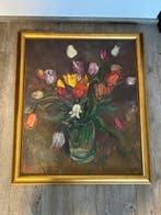 Marie Lotz (1877-1970) - Tulpenstrauss in Glasvase, Antiek en Kunst