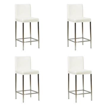Set van 4 Leren barkrukken Break laag - Toledo Purewhite, Nieuw, Leer, Ophalen of Verzenden, 90 cm of meer