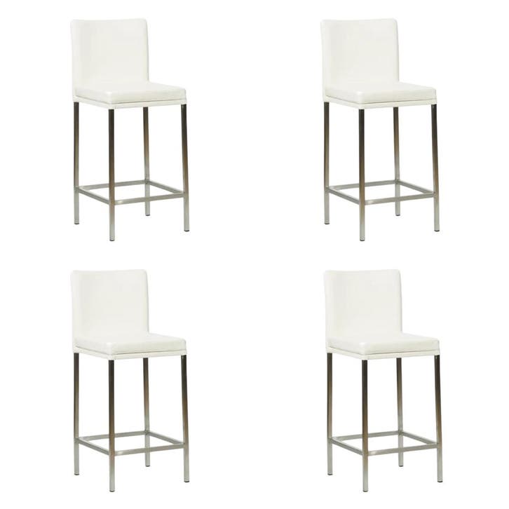 Set van 4 Leren barkrukken Break laag - Toledo Purewhite, Maison & Meubles, Tabourets de bar, Enlèvement ou Envoi