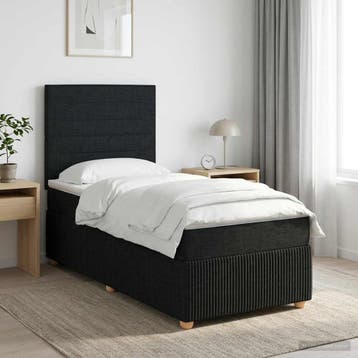 vidaXL Boxspringbed met matras met hoofdeinde Zwart 90 x 200, Verzenden